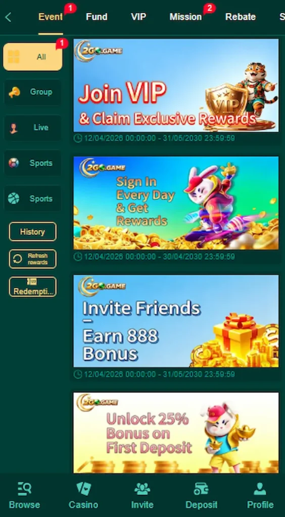 2go game event